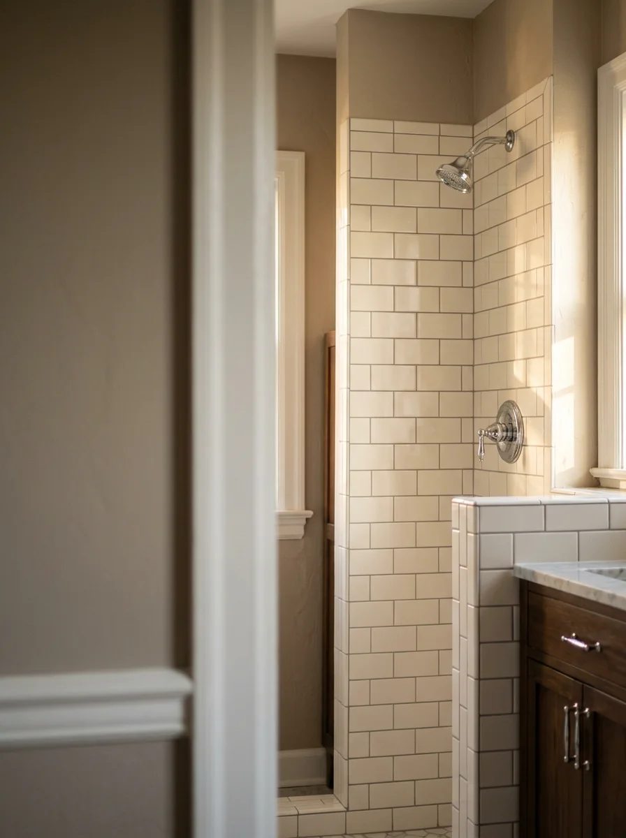Finished bathroom renovation featuring tile work and updated fixtures in Brentwood residence